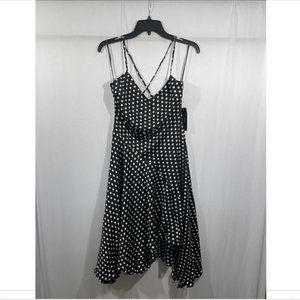 NWT $64 Lulus [ Small ] Bellamy Polka Dot Backless Handkerchief Dress Black Q286